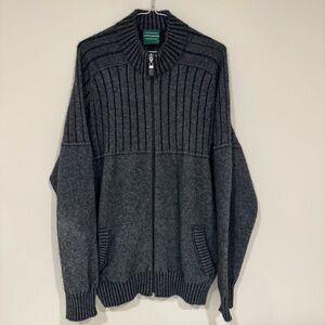 Lothlorian Mens Possum Merino Rib Panel Full Zip Jacket Size XL Grey